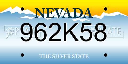 962K58 Nevada License Plate
