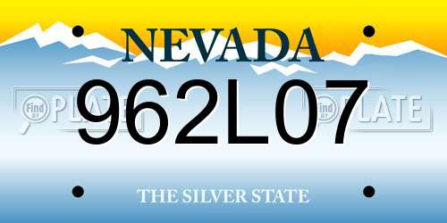 962L07 Nevada License Plate