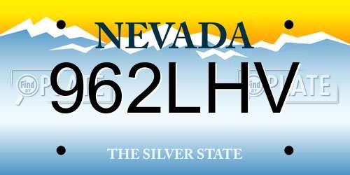 962LHV Nevada License Plate