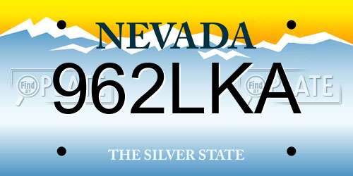 962LKA Nevada License Plate