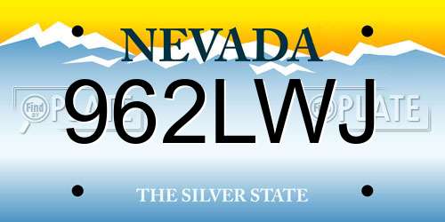 962LWJ Nevada License Plate