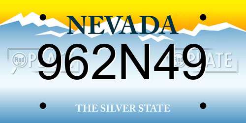 962N49 Nevada License Plate
