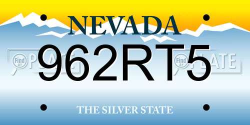 962RT5 Nevada License Plate