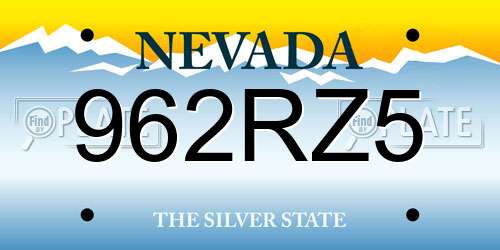 962RZ5 Nevada License Plate