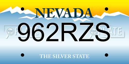 962RZS Nevada License Plate