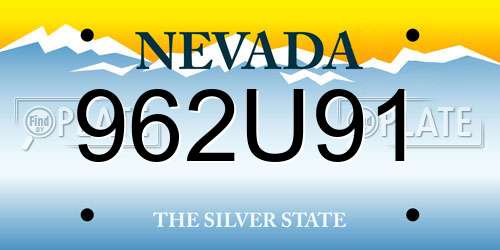 962U91 Nevada License Plate