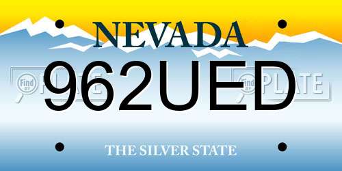 962UED Nevada License Plate