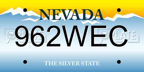 962WEC Nevada License Plate