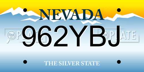 962YBJ Nevada License Plate