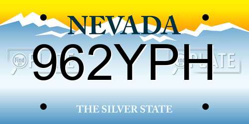 962YPH Nevada License Plate