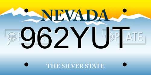 962YUT Nevada License Plate