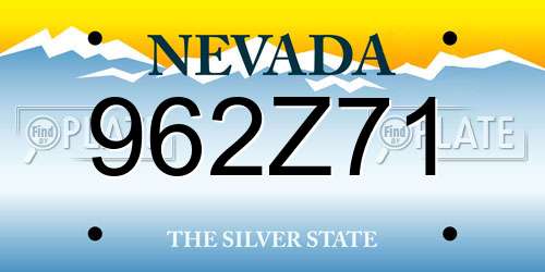 962Z71 Nevada License Plate