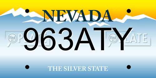 963ATY Nevada License Plate