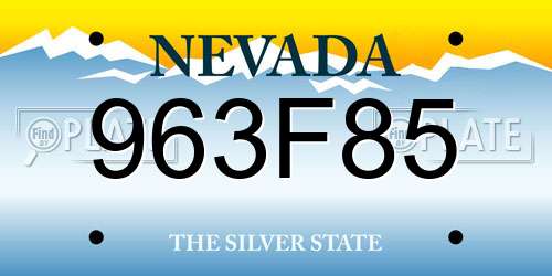 963F85 Nevada License Plate
