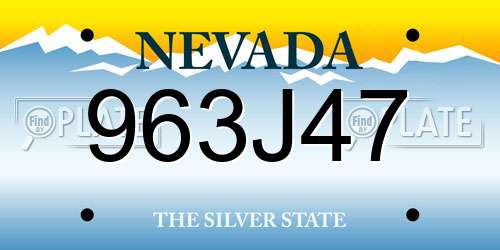 963J47 Nevada License Plate