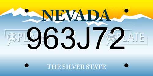 963J72 Nevada License Plate