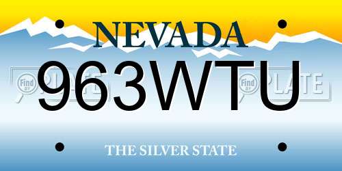 963WTU Nevada License Plate