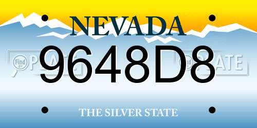 9648D8 Nevada License Plate