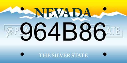 964B86 Nevada License Plate