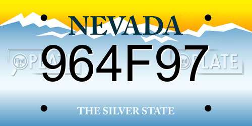 964F97 Nevada License Plate