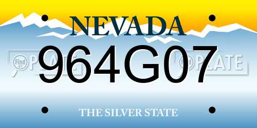 964G07 Nevada License Plate