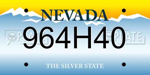 964H40 Nevada License Plate