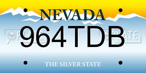 964TDB Nevada License Plate