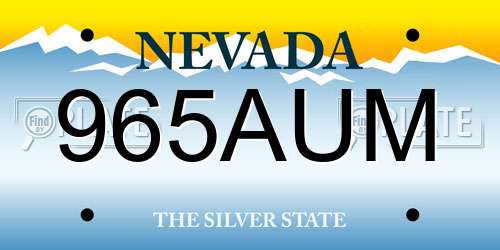 965AUM Nevada License Plate