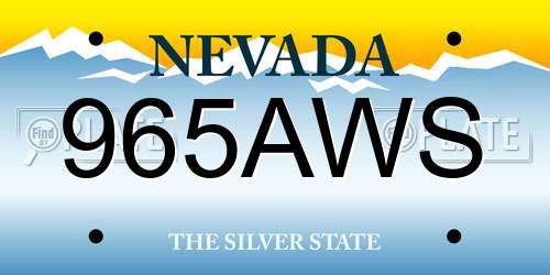 965AWS Nevada License Plate