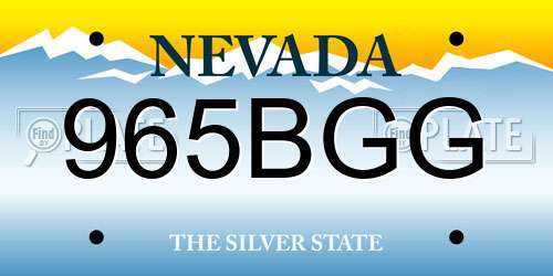 965BGG Nevada License Plate