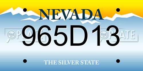 965D13 Nevada License Plate