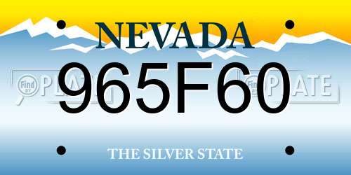965F60 Nevada License Plate