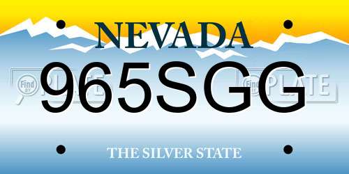 965SGG Nevada License Plate
