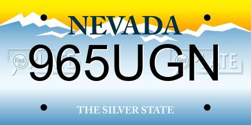 965UGN Nevada License Plate
