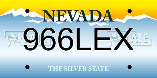 966LEX Nevada License Plate