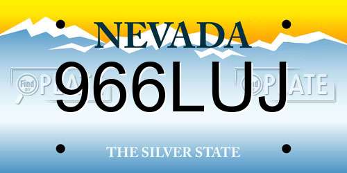 966LUJ Nevada License Plate