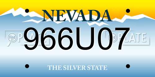966U07 Nevada License Plate