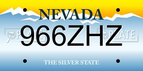 966ZHZ Nevada License Plate
