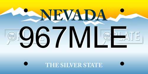 967MLE Nevada License Plate