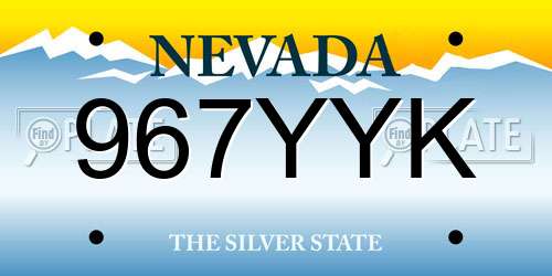 967YYK Nevada License Plate