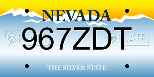 967ZDT Nevada License Plate