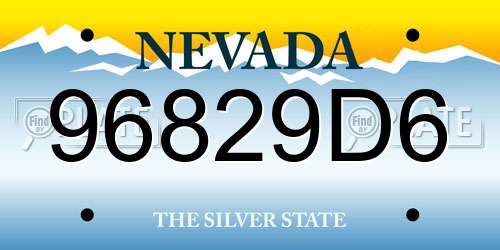 96829D6 Nevada License Plate