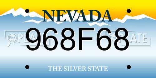968F68 Nevada License Plate