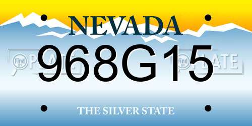 968G15 Nevada License Plate