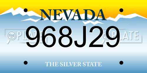 968J29 Nevada License Plate