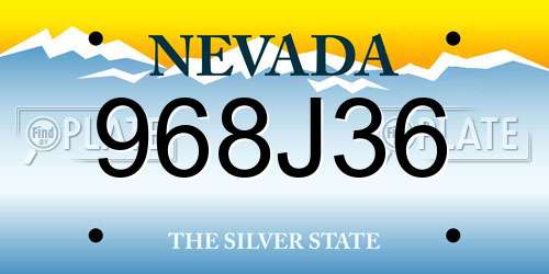 968J36 Nevada License Plate