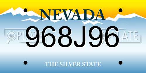 968J96 Nevada License Plate