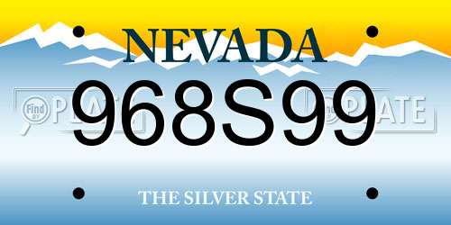 968S99 Nevada License Plate