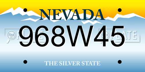 968W45 Nevada License Plate
