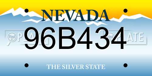 96B434 Nevada License Plate